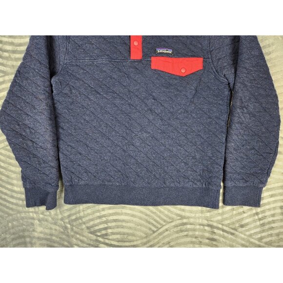 Patagonia Organic Cotton Diamond Quilt Snap-T Pullover Blue Sweater Men's Size S - Picture 3 of 13